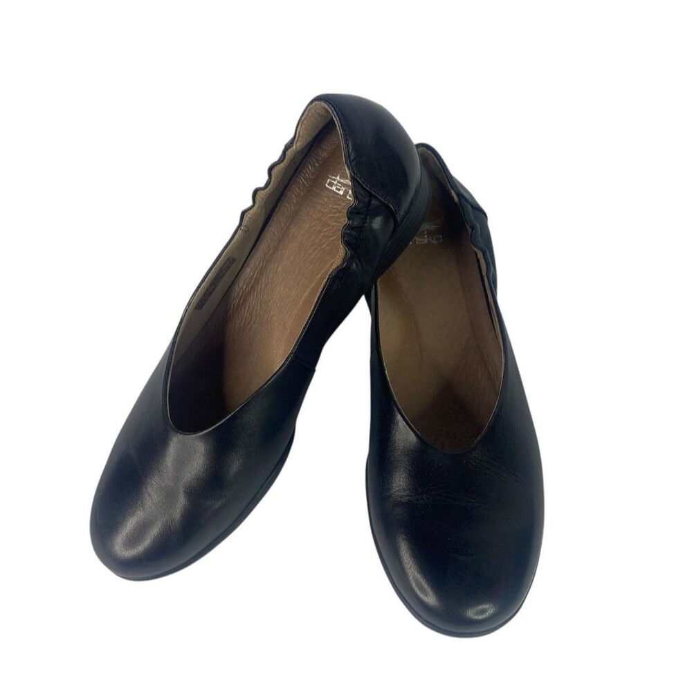 Dansko Shoes Womens Size 9.5 EU 40 Black Kira Aniline Calf Flats Work Comfort
